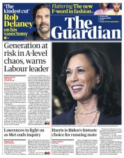 The Guardian (UK) Newspaper Front Page for 12 August 2020