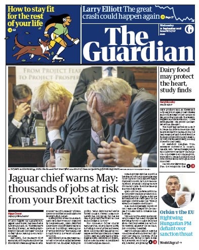 The Guardian Newspaper Front Page (UK) for 12 September 2018