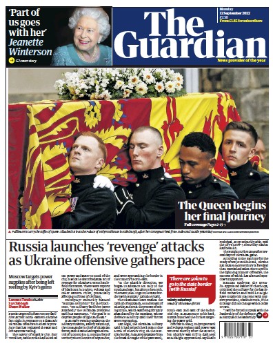 The Guardian Newspaper Front Page (UK) for 12 September 2022