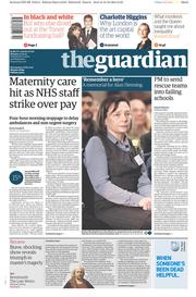 The Guardian Newspaper Front Page (UK) for 13 October 2014