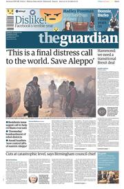 The Guardian (UK) Newspaper Front Page for 13 December 2016