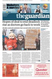 The Guardian (UK) Newspaper Front Page for 13 January 2016