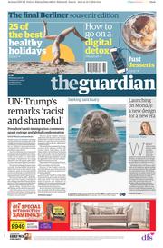 The Guardian (UK) Newspaper Front Page for 13 January 2018