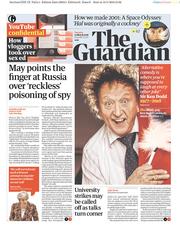 The Guardian (UK) Newspaper Front Page for 13 March 2018