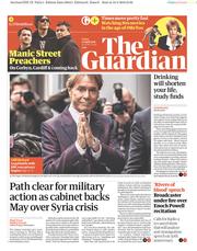 The Guardian (UK) Newspaper Front Page for 13 April 2018