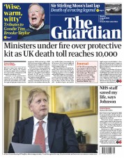 The Guardian (UK) Newspaper Front Page for 13 April 2020