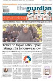 The Guardian (UK) Newspaper Front Page for 13 May 2014