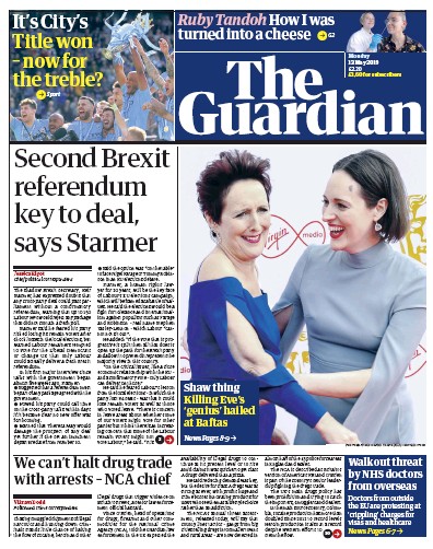 The Guardian Newspaper Front Page (UK) for 13 May 2019