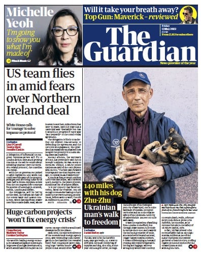 The Guardian Newspaper Front Page (UK) for 13 May 2022