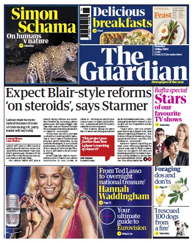 The Guardian Newspaper Front Page (UK) for 13 May 2023