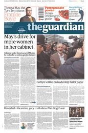 The Guardian (UK) Newspaper Front Page for 13 July 2016