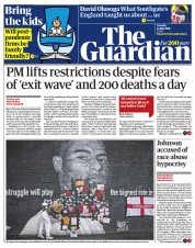 The Guardian (UK) Newspaper Front Page for 13 July 2021