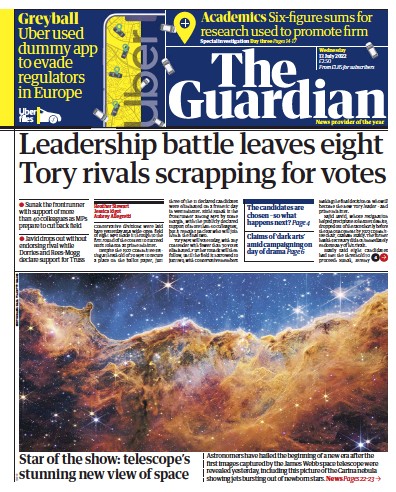 The Guardian Newspaper Front Page (UK) for 13 July 2022