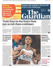 The Guardian (UK) Newspaper Front Page for 13 August 2018