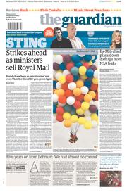The Guardian Newspaper Front Page (UK) for 13 September 2013