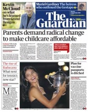 The Guardian (UK) Newspaper Front Page for 13 September 2021