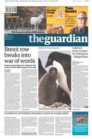 The Guardian (UK) Newspaper Front Page for 14 October 2017