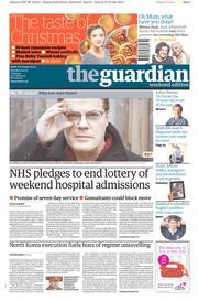 The Guardian Newspaper Front Page (UK) for 14 December 2013