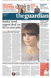 The Guardian (UK) Newspaper Front Page for 14 December 2016