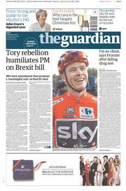 The Guardian (UK) Newspaper Front Page for 14 December 2017