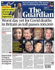 The Guardian (UK) Newspaper Front Page for 14 January 2021