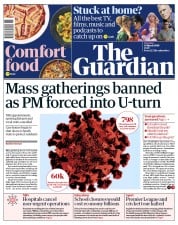 The Guardian (UK) Newspaper Front Page for 14 March 2020