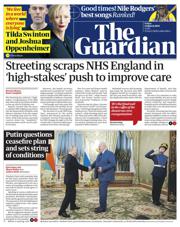 The Guardian front page for 14 March 2025