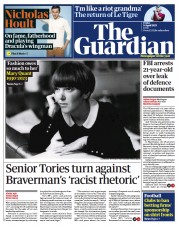 The Guardian (UK) Newspaper Front Page for 14 April 2023