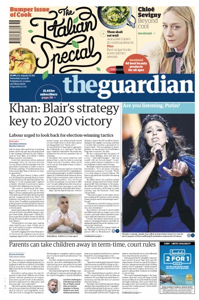 The Guardian Newspaper Front Page (UK) for 14 May 2016