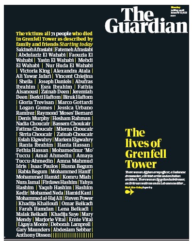 The Guardian Newspaper Front Page (UK) for 14 May 2018
