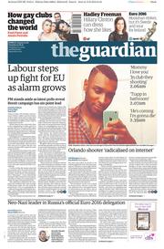 The Guardian (UK) Newspaper Front Page for 14 June 2016