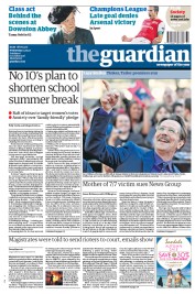 The Guardian (UK) Newspaper Front Page for 14 September 2011