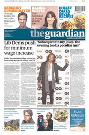 The Guardian Newspaper Front Page (UK) for 14 September 2013