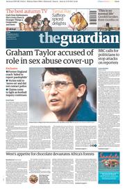 The Guardian (UK) Newspaper Front Page for 14 September 2017