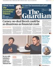 The Guardian (UK) Newspaper Front Page for 14 September 2018