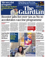The Guardian (UK) Newspaper Front Page for 14 September 2021