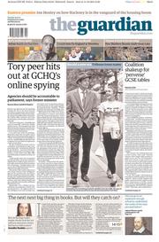 The Guardian (UK) Newspaper Front Page for 15 October 2013