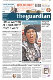 The Guardian Newspaper Front Page (UK) for 15 October 2014