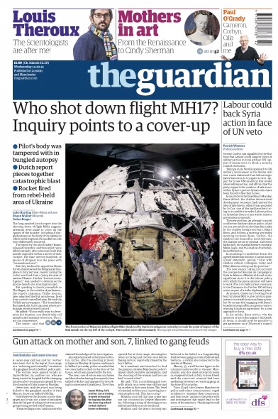The Guardian Newspaper Front Page (UK) for 15 October 2015