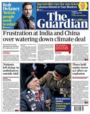 The Guardian (UK) Newspaper Front Page for 15 November 2021
