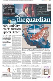 The Guardian (UK) Newspaper Front Page for 15 December 2015