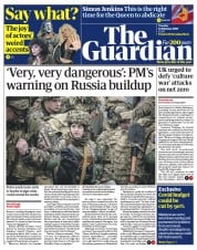 The Guardian (UK) Newspaper Front Page for 15 February 2022