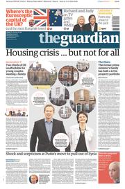 The Guardian (UK) Newspaper Front Page for 15 March 2016