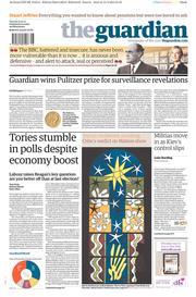 The Guardian Newspaper Front Page (UK) for 15 April 2014