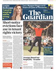 The Guardian (UK) Newspaper Front Page for 15 April 2019