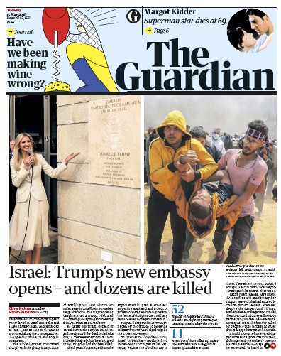 The Guardian Newspaper Front Page (UK) for 15 May 2018