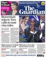 The Guardian front page for 15 May 2023