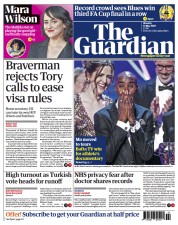 The Guardian (UK) Newspaper Front Page for 15 May 2023