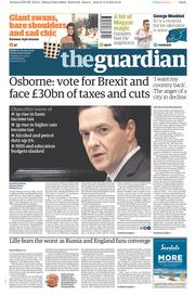The Guardian (UK) Newspaper Front Page for 15 June 2016