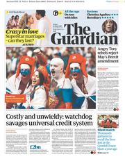The Guardian (UK) Newspaper Front Page for 15 June 2018